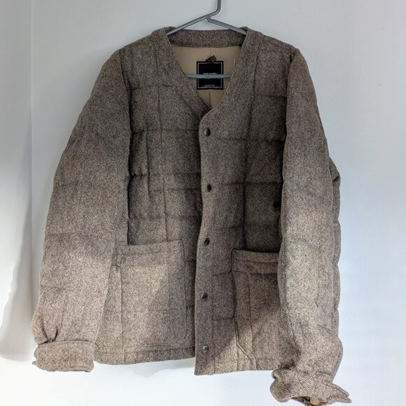 Todd Snyder Quilted Down Cardigan in Brown Donegal NWT - Picture 2 of 3